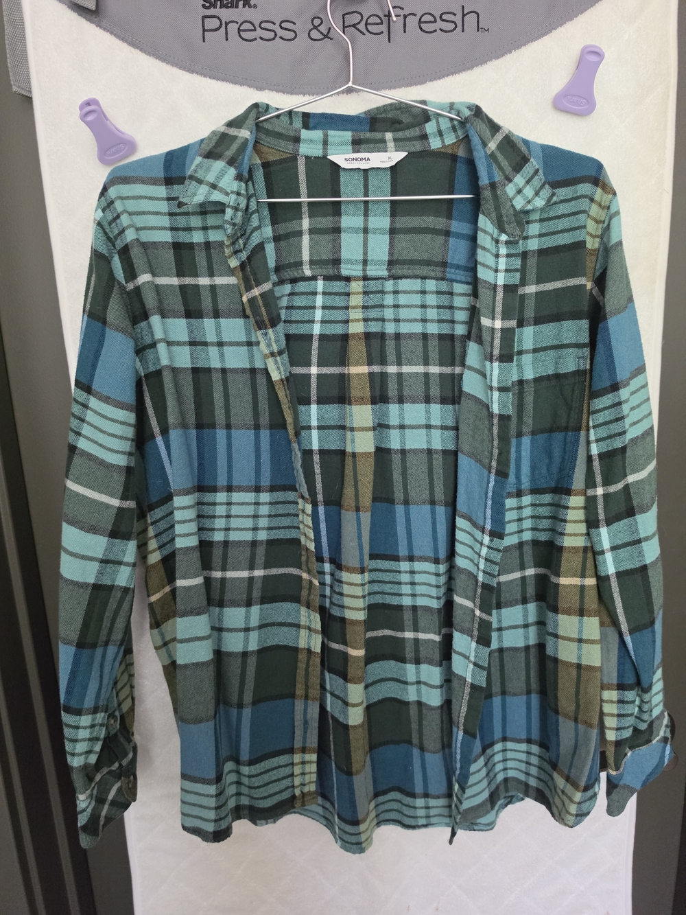 Sonoma Teal, Aqua & Green Plaid Button-Front Shirt